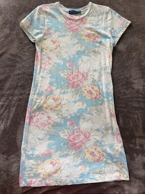 Ralph Lauren Pastel Blue Floral Short-Sleeve Dress
